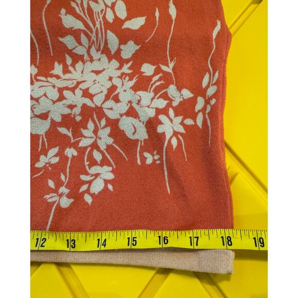 Nordstrom Coral Pink Floral Sweater Tank‎ Sleeveless Sweater Knit Set EUC - Picture 16 of 16